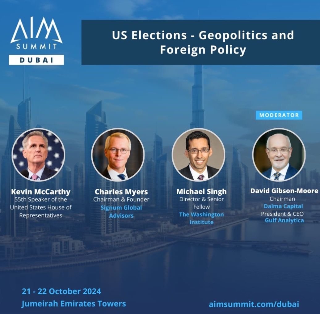 Moderating AIM Summit Panel on US Elections & Geopolitics in Dubai Gulf Analytica, David Gibson-Moore, Financial Advisory, Business Advisory Firm, Business Advisory Consultant, Business in UAE, Set your business in the Middle East, Corporate advisory serv